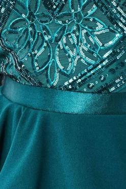 Midi Dresses^* Sequin Bodice With Front Frill Midi Dress Emerald