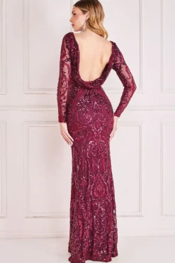 Maxi Dresses^* Sequin Cowl Back Maxi Burgundy