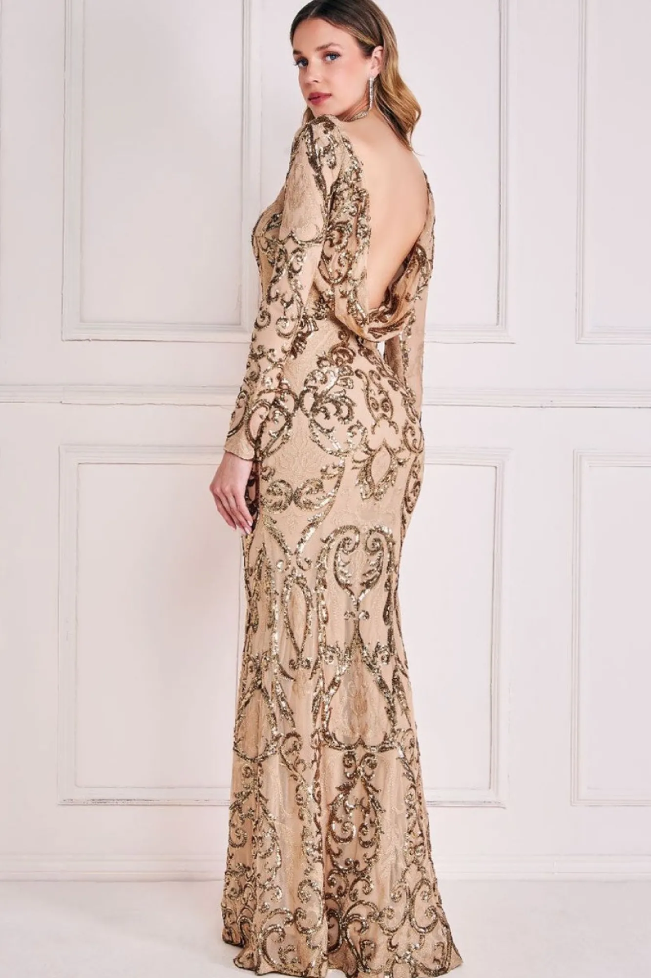 Maxi Dresses^* Sequin Cowl Back Maxi Champagne