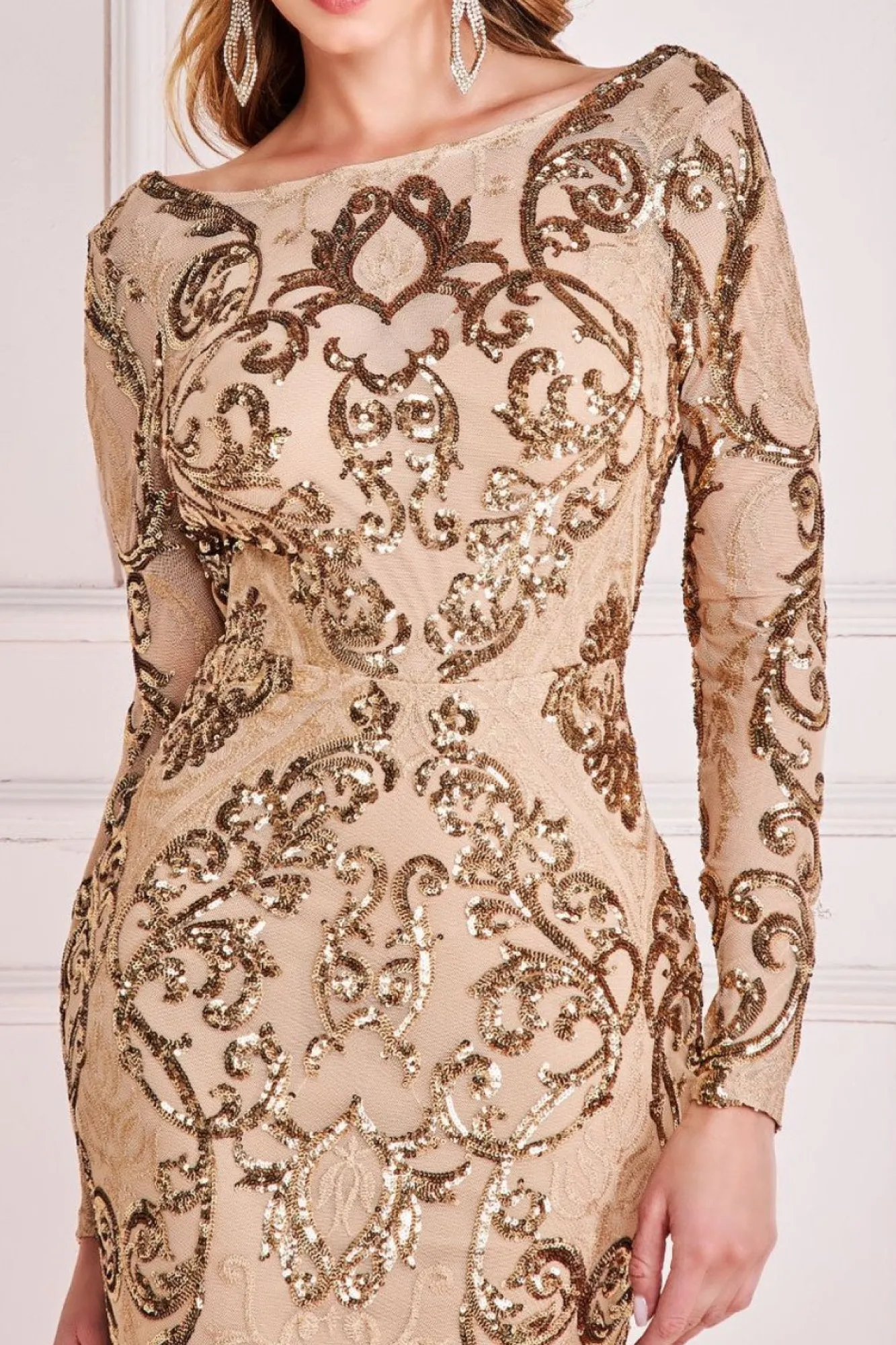 Maxi Dresses^* Sequin Cowl Back Maxi Champagne
