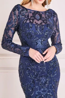 Maxi Dresses^* Sequin Cowl Back Maxi Navy