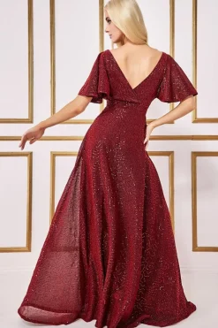 Maxi Dresses^* Sequin Lurex Flutter Sleeve Maxi Dress Wine