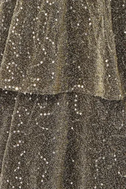 Maxi Dresses^* Sequin Lurex Tiered Maxi Dress Gold