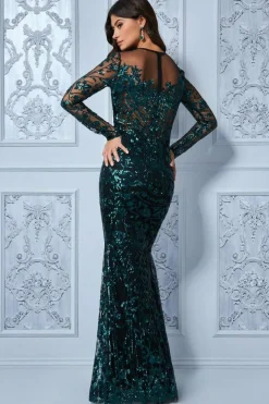 Maxi Dresses^* Sequin Mesh Embroidered Maxi Green Emerald