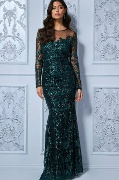 Maxi Dresses^* Sequin Mesh Embroidered Maxi Green Emerald
