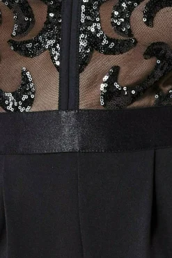 Jumpsuits^* Sequin Mesh Jumpsuit Black