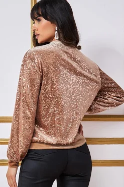 Jumpers^* Sequin Velvet Jumper Champagne