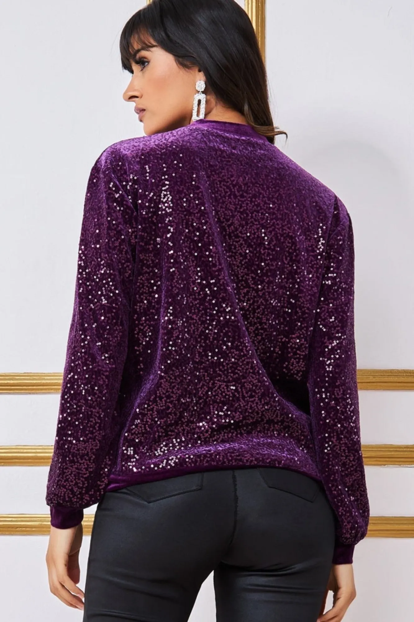 Jumpers^* Sequin Velvet Jumper Purple