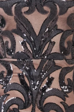 Maxi Dresses^* Square Neck Scalloped Lace Maxi Black