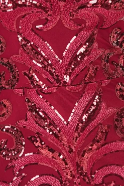 Maxi Dresses^* Square Neck Scalloped Lace Maxi Wine