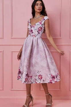 Midi Dresses^* Sweetheart Floral Midi Dress Blush