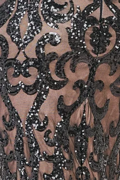 Maxi Dresses^* Tassel & Sequin Maxi With Front Split Black