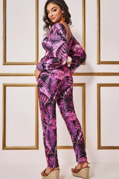 Jumpsuits^* Tropical Print Jumpsuit Purple