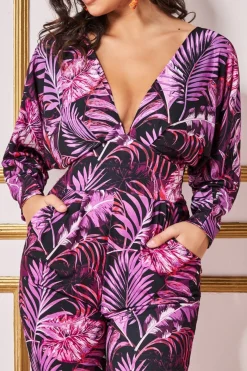 Jumpsuits^* Tropical Print Jumpsuit Purple