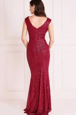 Maxi Dresses^* Twisted Front Sequin Maxi Burgundy