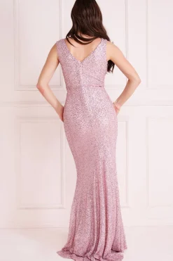 Maxi Dresses^* Twisted Front Sequin Maxi Blush