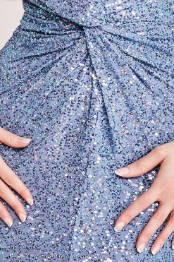 Maxi Dresses^* Twisted Front Sequin Maxi Blue