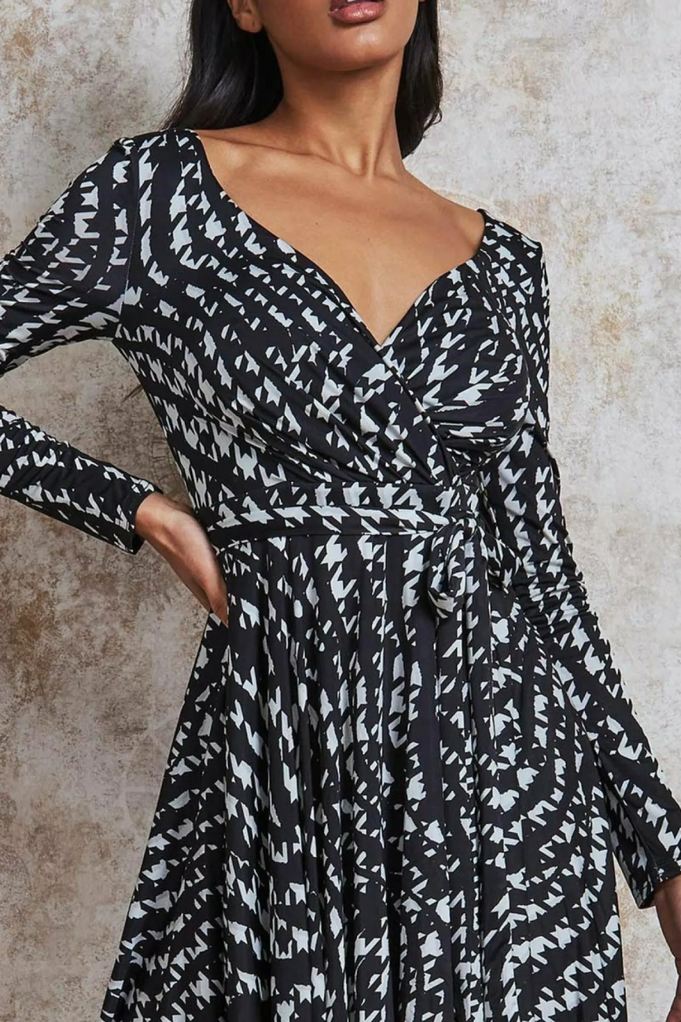 Mini Dresses^* Wrap Style Midi Dress Monoprint