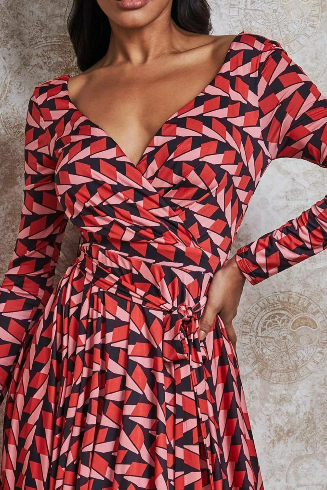 Mini Dresses^* Wrap Style Mini Dress Geoprint