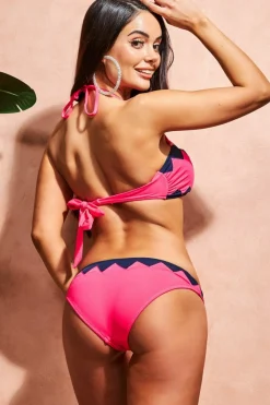 Swimwear^* Zig Zag Bandeau Bikini Cerise
