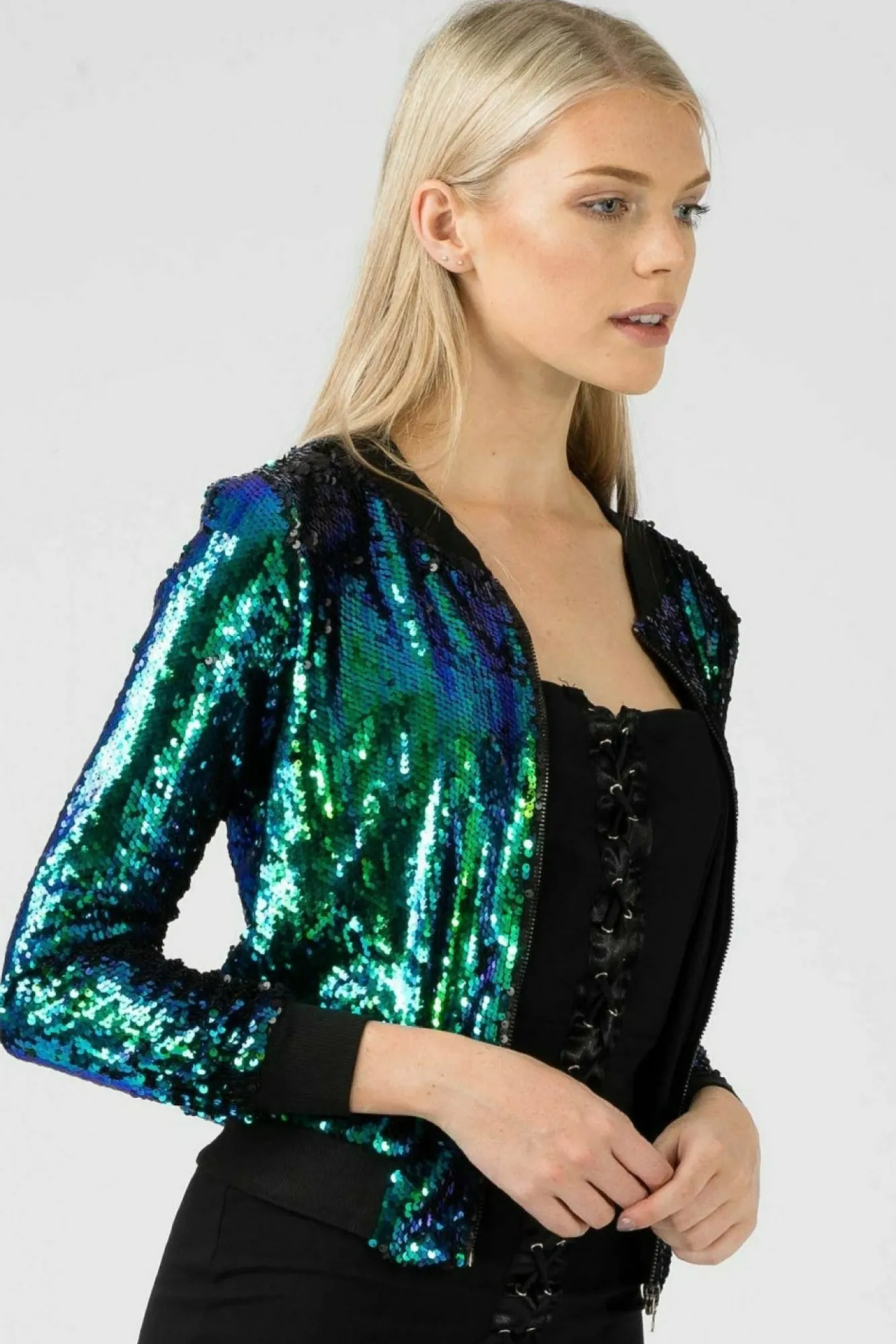 Outerwear^Aftershock London Sequin Bomber Jacket Green