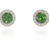 Jewellery^Cachet London Chickle Stud Earrings Fern Platinum Green