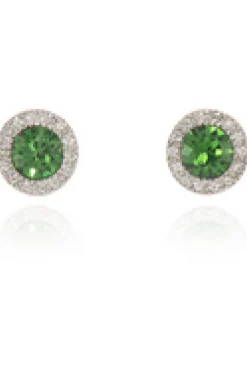 Jewellery^Cachet London Chickle Stud Earrings Fern Platinum Green