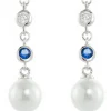 Jewellery^Cachet London Inge Earrings Pearl And Cz Platinum Plated White