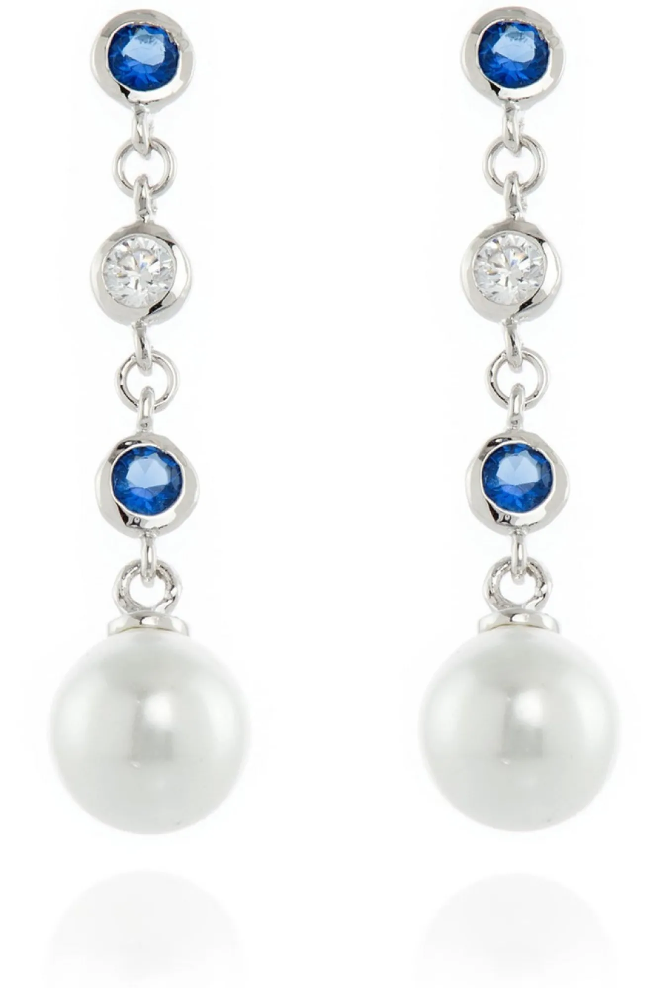 Jewellery^Cachet London Inge Earrings Pearl And Cz Platinum Plated White