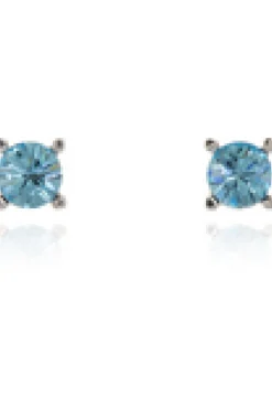 Jewellery^Cachet London Laine 6Mm Stud Earring Aquamarine Platinum Blue