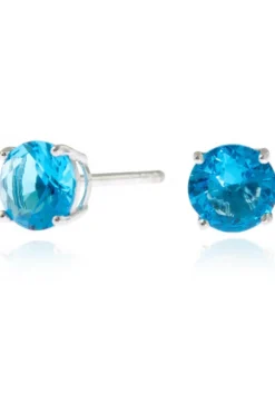 Jewellery^Cachet London Lana 6Mm Earrings Cz Platinum Plated Blue