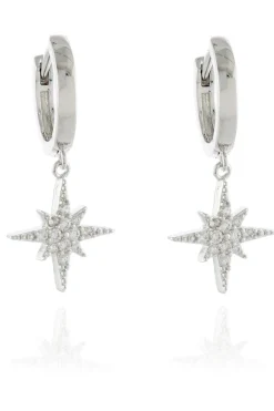 Jewellery^Cachet London North Star Cz Earrings Platinum Plated Silver