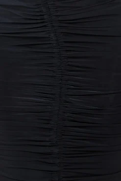 Midi Dresses^City Goddess Asymmetrical Neck Ruched Midi Dress Black