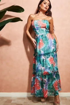 Maxi Dresses^City Goddess Boobtube Printed Maxi Jungle Print