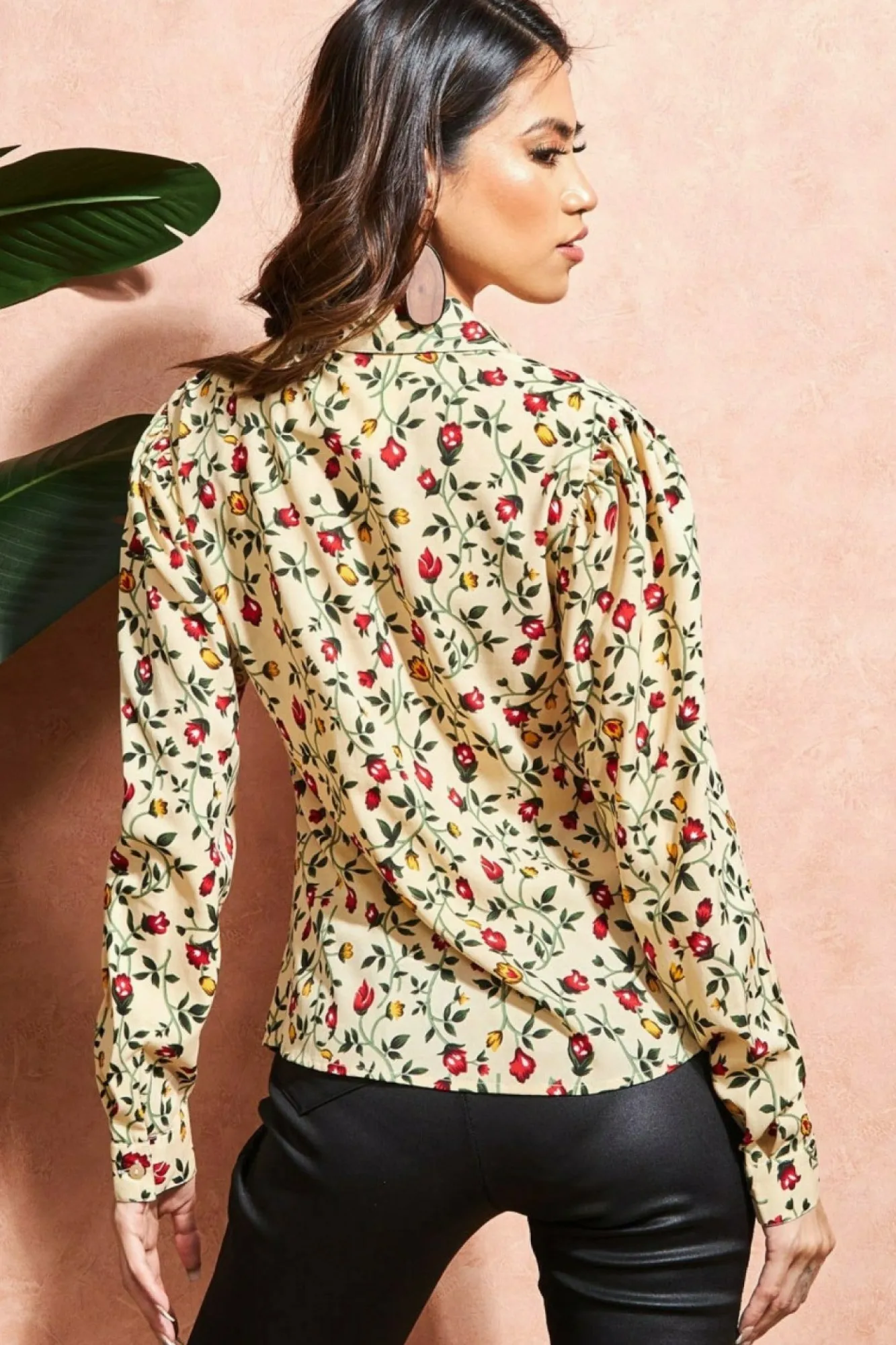 Blouses^City Goddess Floral Print Shirt Beige