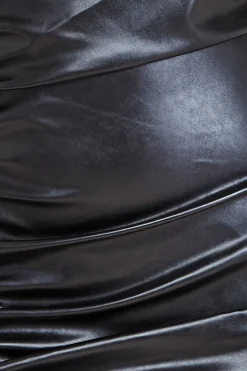 Midi Dresses^City Goddess One Shoulder Faux Leather Mini Dress Black
