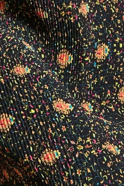 Skirts^City Goddess Printed Shirred Midi Skirt Black