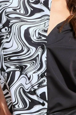 Blouses^City Goddess Two-Toned Contrast Shirt Black