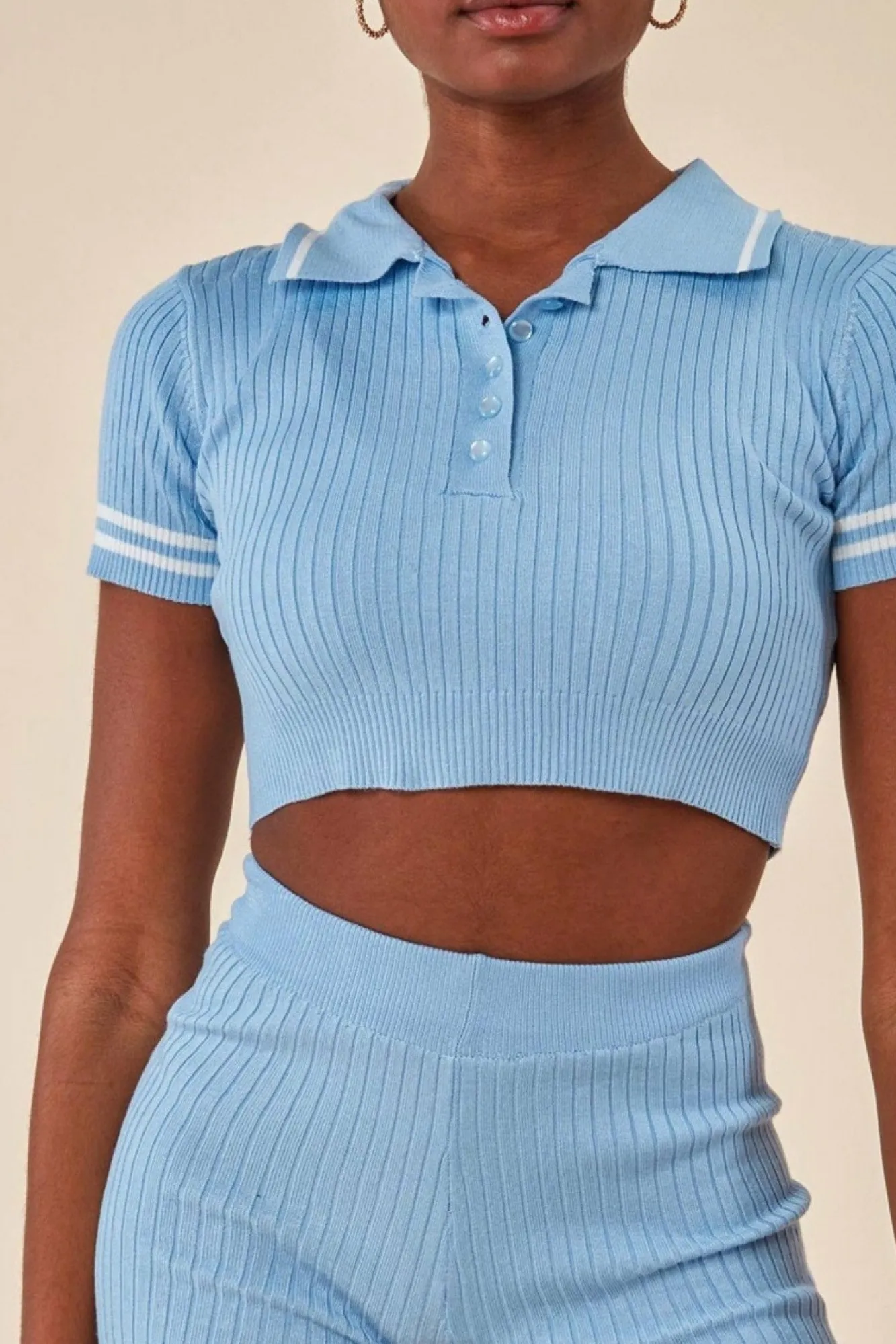 Loungewear & Sleepwear^Cosmochic Crop Top & Short Loungewear Set Blue