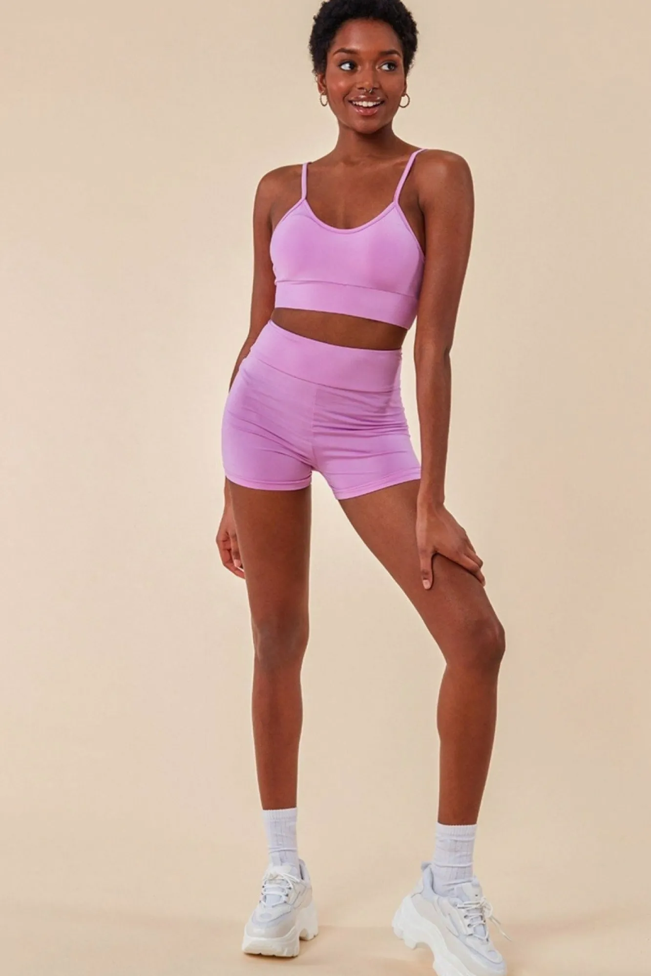 Loungewear & Sleepwear^Cosmochic Cropped Bralette & Cycle Short Set Purple