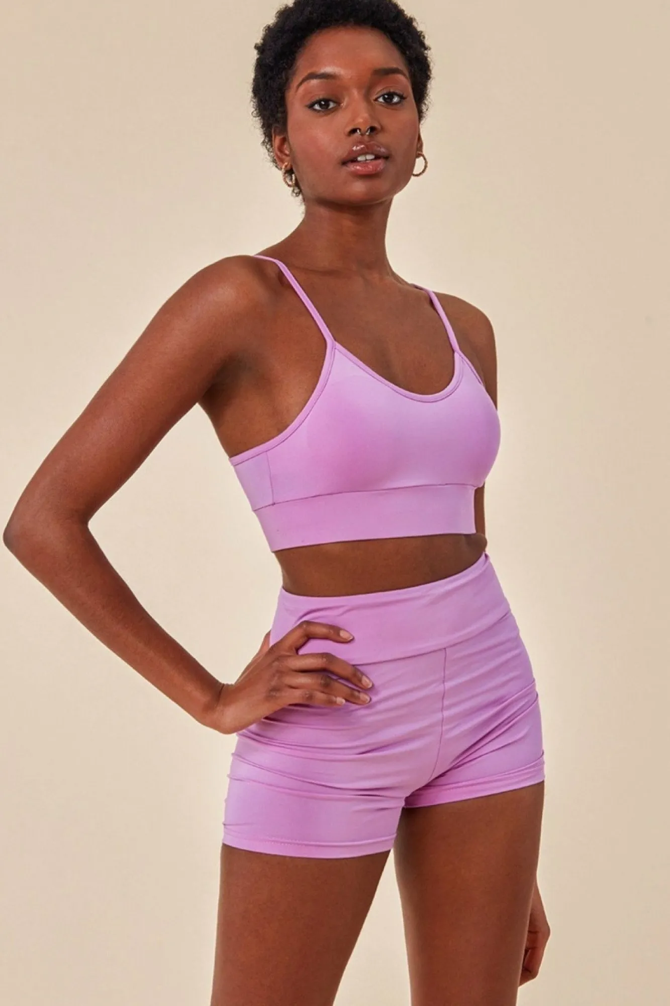 Loungewear & Sleepwear^Cosmochic Cropped Bralette & Cycle Short Set Purple
