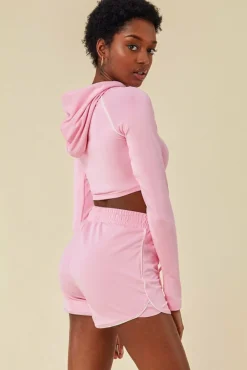 Loungewear & Sleepwear^Cosmochic Jersey Short Set With Drawstring Top Pink
