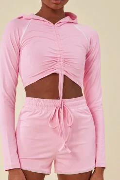 Loungewear & Sleepwear^Cosmochic Jersey Short Set With Drawstring Top Pink