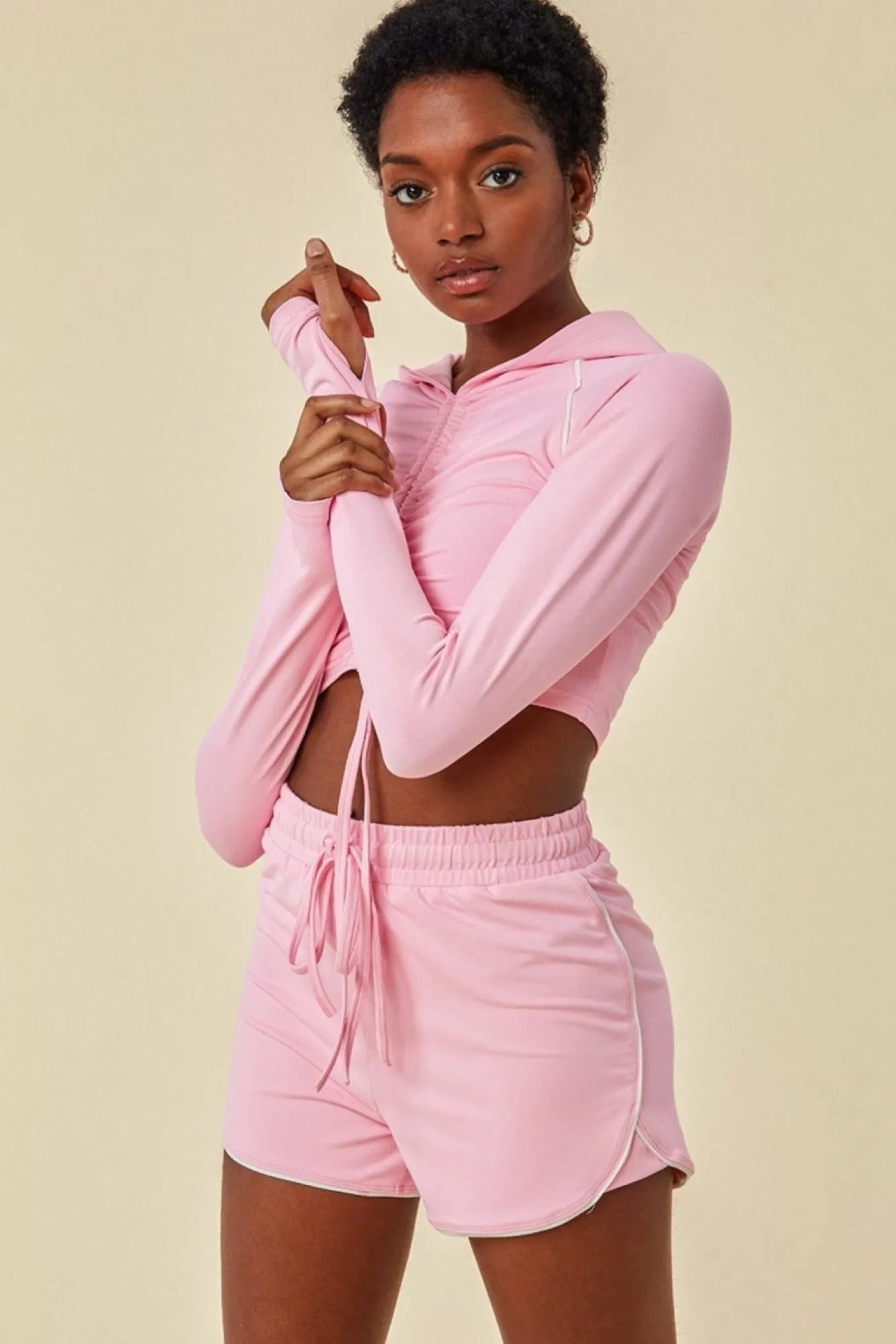 Loungewear & Sleepwear^Cosmochic Jersey Short Set With Drawstring Top Pink