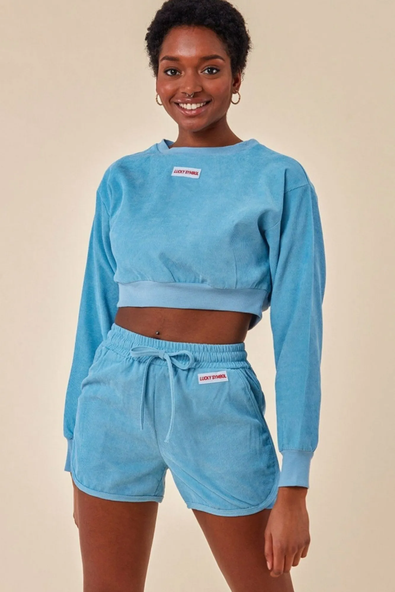 Loungewear & Sleepwear^Cosmochic Oversized Cropped Jumper & Short Set Blue