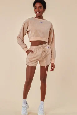Loungewear & Sleepwear^Cosmochic Oversized Cropped Jumper & Short Set Beige