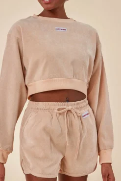 Loungewear & Sleepwear^Cosmochic Oversized Cropped Jumper & Short Set Beige