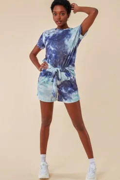 Loungewear & Sleepwear^Cosmochic Tie-Dye Oversized T-Shirt & Short Set Blue