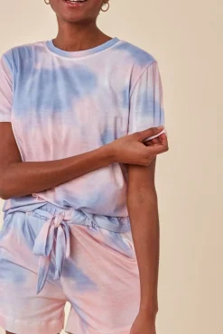 Loungewear & Sleepwear^Cosmochic Tie-Dye Oversized T-Shirt & Short Set Pink