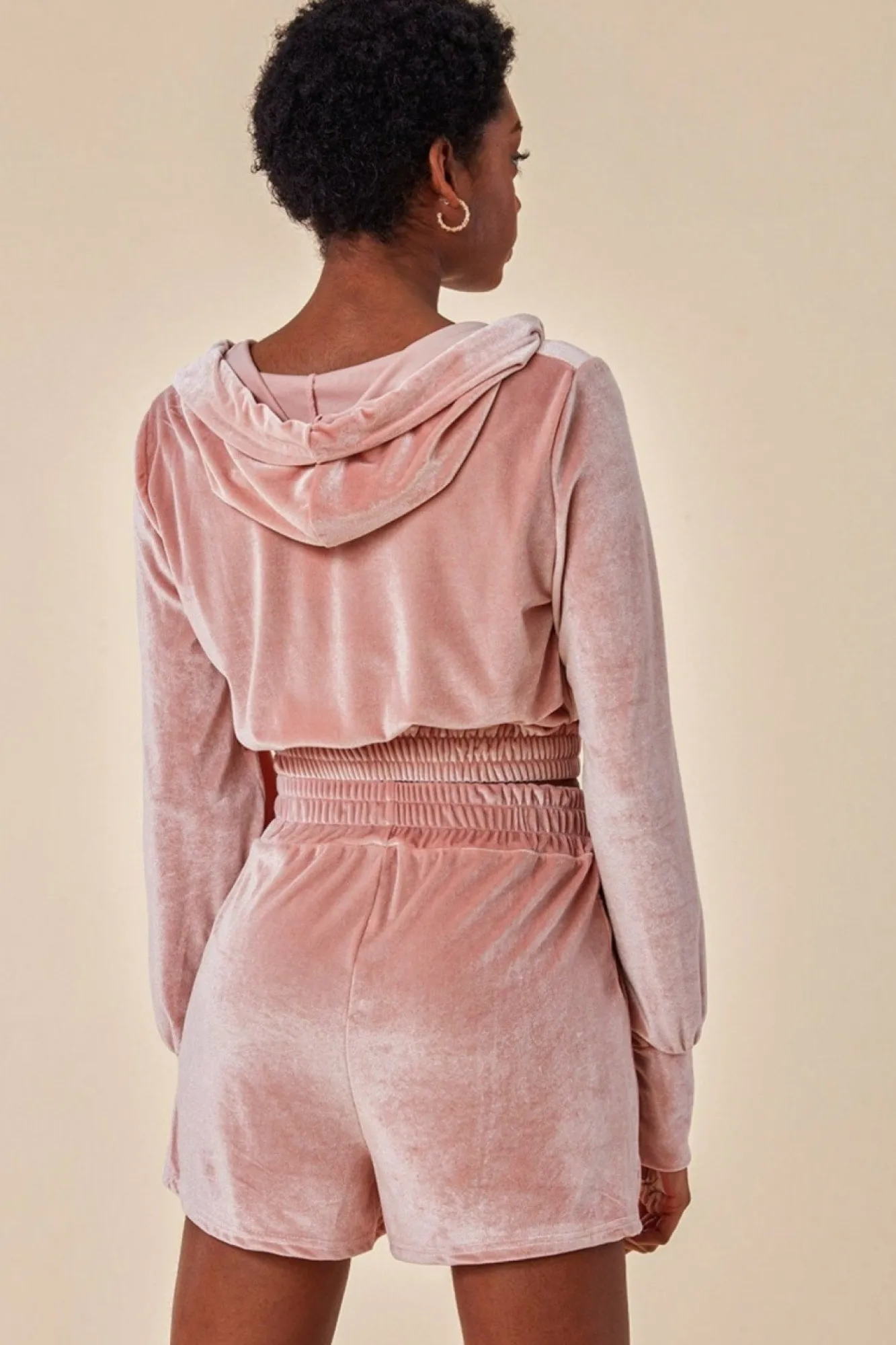 Loungewear & Sleepwear^Cosmochic Velour Hoodie & Short Set Pink